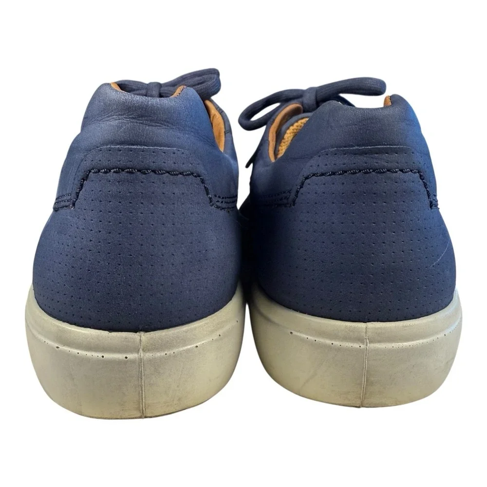 ECCO Soft 7 Perforated Street Sneakers Navy Leather Shoes Mens 45 US 11-11.5